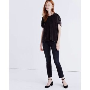Madewell Velvet Bow-Back Top Viscose Silk Blend Fall Winter Holiday Minimalist